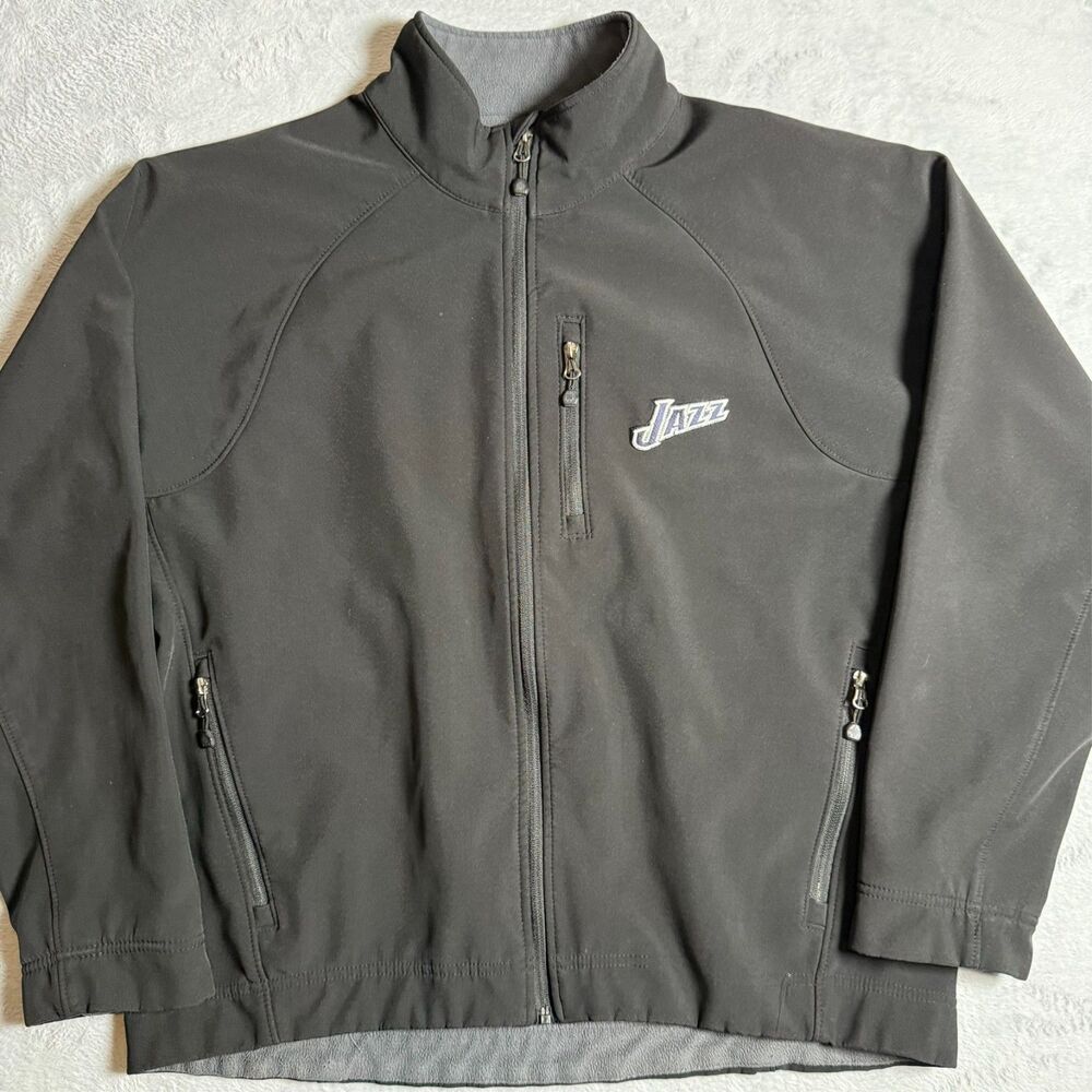 Vintage Utah Jazz Basketball 212 Fahrenheit Black Rain Full Zip Jacket Men's L